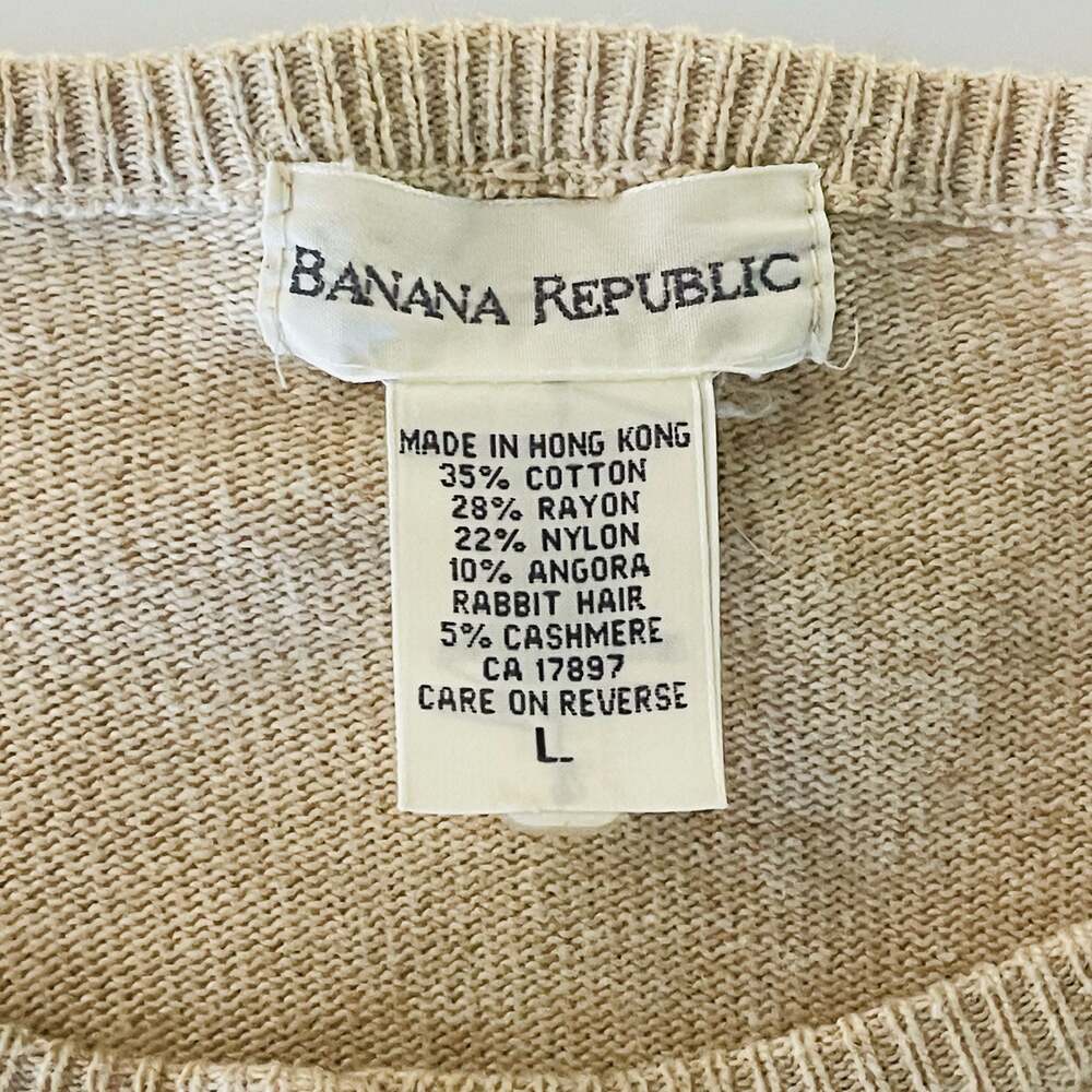 Banana Republic Beige Blend Button Front Crew Neck Cardigan Size L - Picture 6 of 8